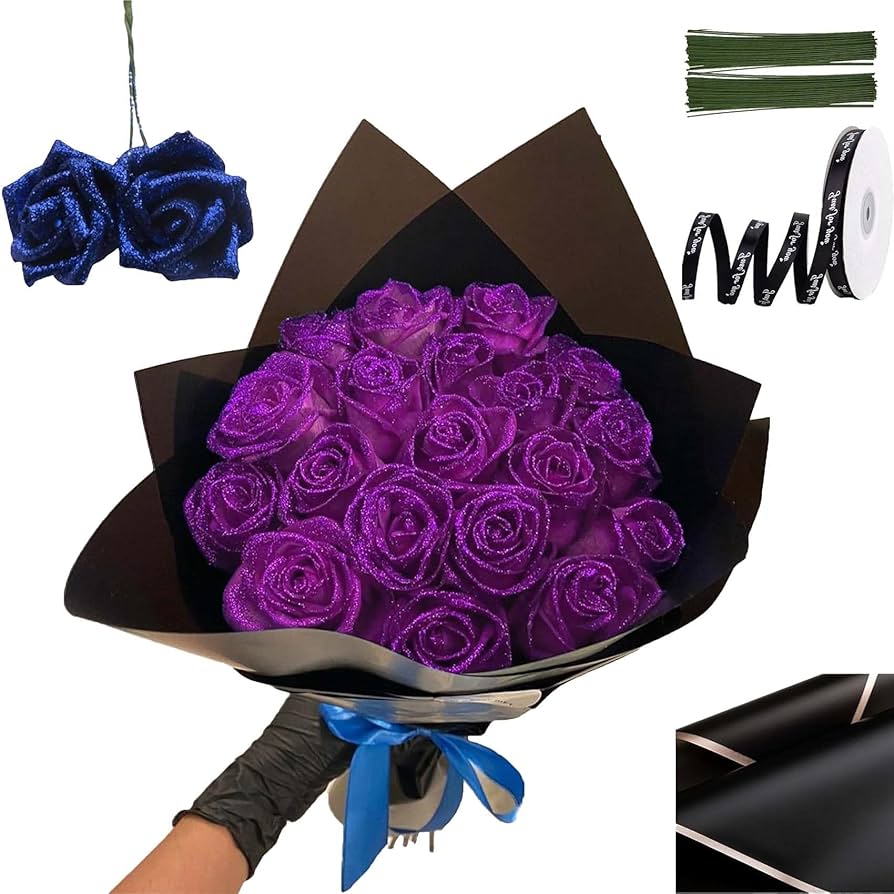 10pcs Glitter Rose Bouquet - Image 2